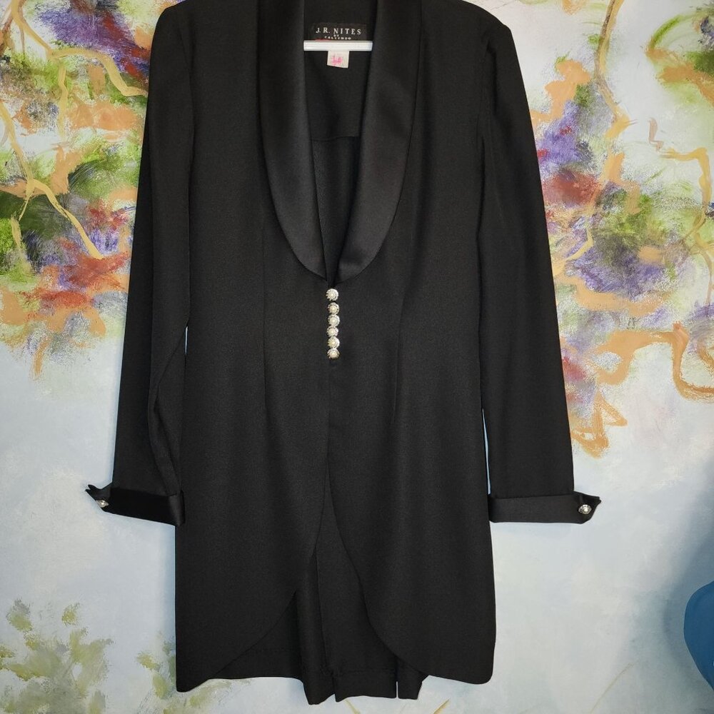 Gorgeous Vintage Womans Embellished Button Tuxedo Style Jacket
